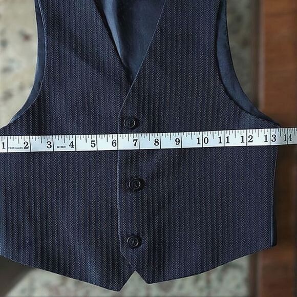 Vtg kid's black pinstripe formal vest - Picture 8 of 9